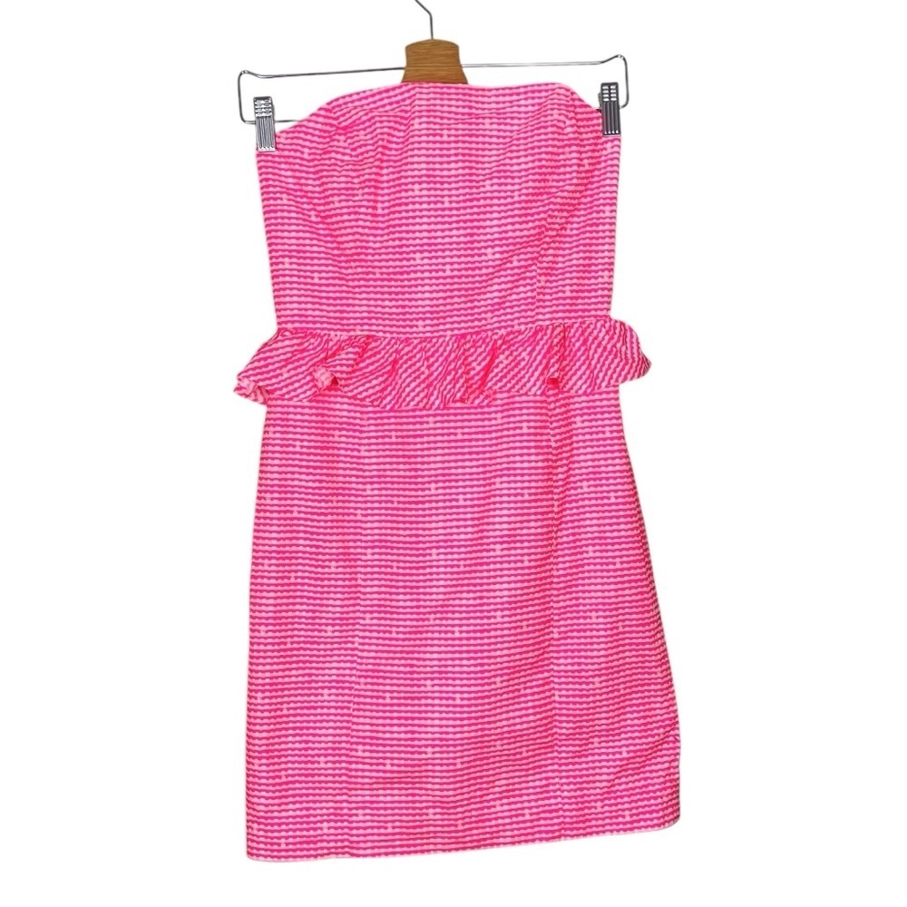 Lilly Pulitzer Strapless Lowe Dress in Fiesta Pink Gingham Size 00 - Picture 9 of 10